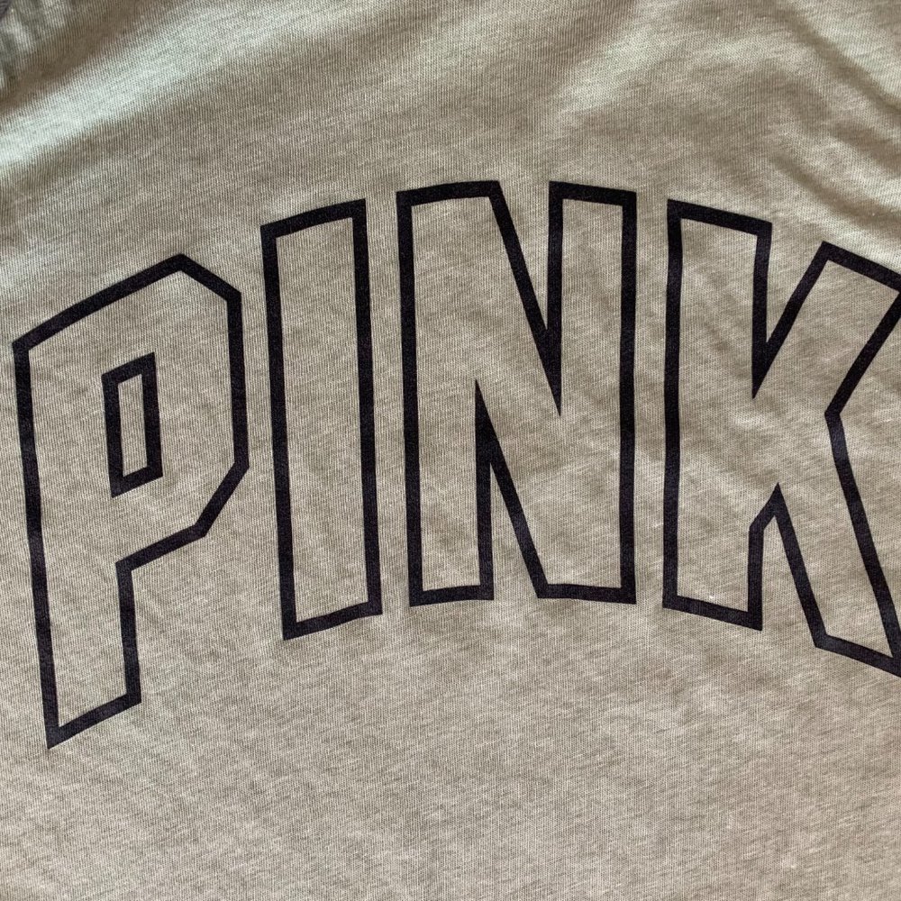 NWOT Victoria's Secret PINK Small Green & Gray 3/4 Sleeve Women's Baseball Tee - Picture 6 of 10